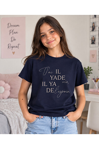 IlYade Yazı Baskılı Kız Tshirt