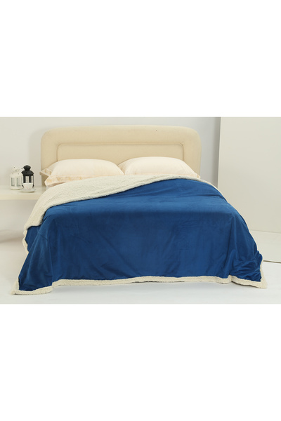 Silk Fashion Κουβέρτα fleece με sherpa (220cm x 240cm) ξυρισμένο royal blue
