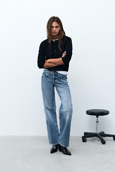 Pull & Bear Düşük bel kalpli düz jean