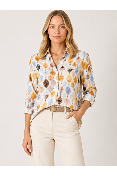 SheLoria Women's Viscose Multi-Colored Patterned Long Sleeve Buttoned Colored...