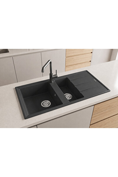 GÜNEY ANKASTRE RealStone P013 SALDA 100 100×50 cm Antrasit Granit Evye + Çift...