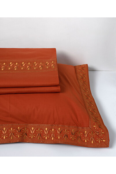 Silk Fashion Βαμβακερά σεντόνια (230εκ x 250εκ, 2x 50εκ x 70εκ) M126 τερακότα
