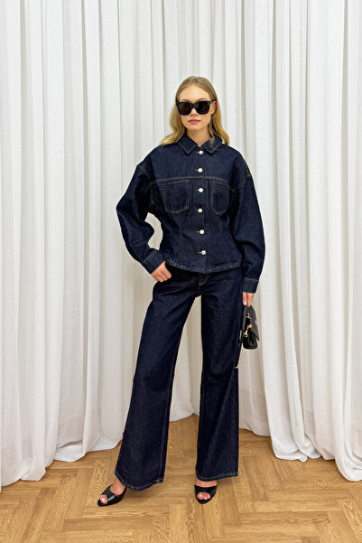 Melike Tatar Düğmeli Denim Ceket 86-0847