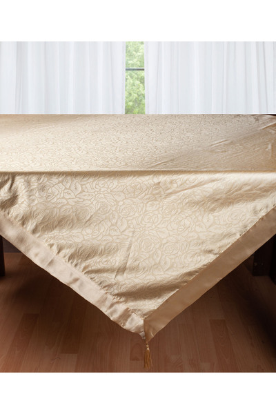 Silk Fashion Σατέν τραπεζομάντηλο 2009 λουλουδάτο (160εκ x 260εκ) χρυσό