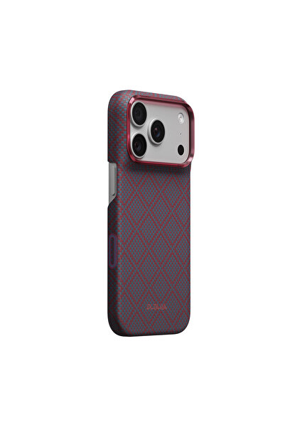 PITAKA iPhone 18 Pro Max Kılıf M-safe Şarj Özellikli Aramid Karbon Fiber Argy...