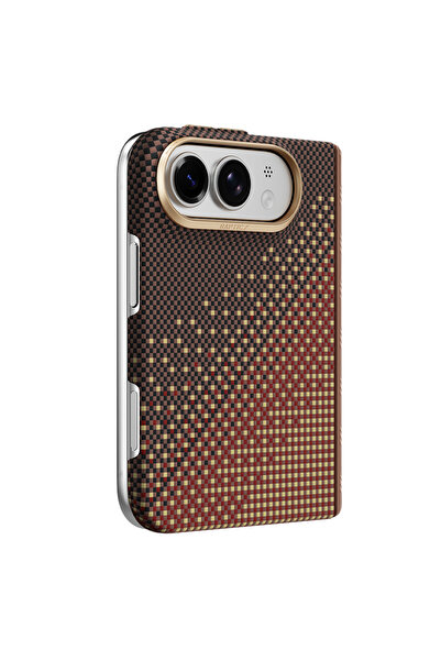Raptic iPhone Duo Uyumlu Kılıf M-safe Özellikli Aramid SkinPro Serenity Serisi Kapak Kahverengi