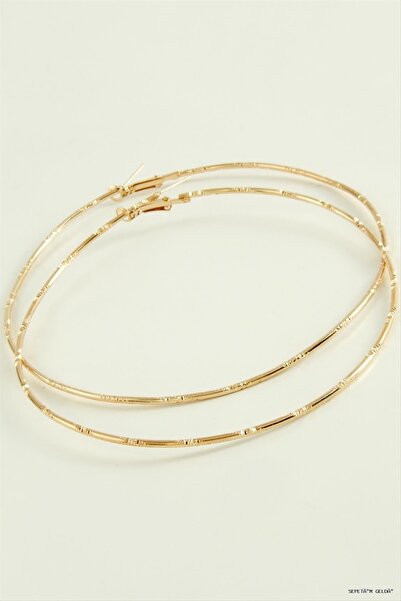 ZERO LAND Spt-Gld Striped Metal Hoop Earrings 8-9-10 cm (142848) 9 cm