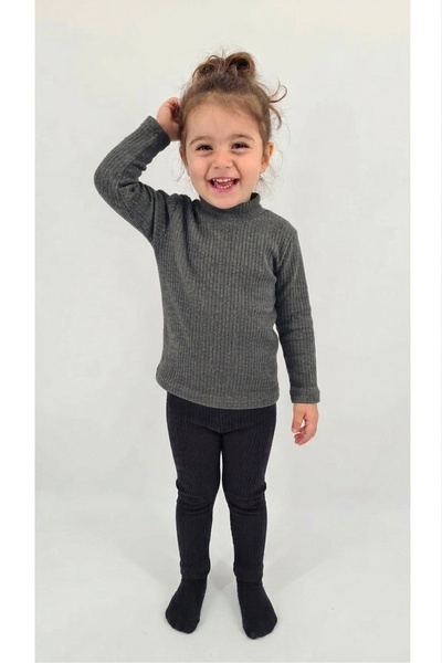 MİLAYS LİFE HOME COLLECTİON Girl's Ribbed Camisole Bodysuit 1-3 Years