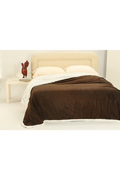Silk Fashion Κουβέρτα fleece με sherpa (170cm x 220cm), καφέ ξυρισμένη