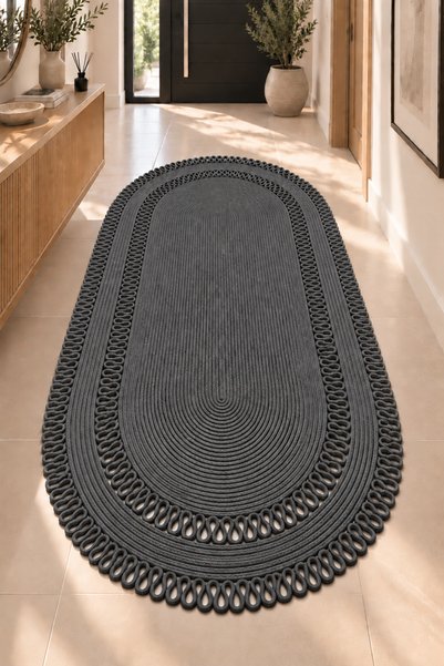 MaVaux Alessa Doğal Oval Hasır Jüt Kilim Oval Dekoratif Örgü Kilim – Modern Bohem Tasarım, Şık ve Doğal Görünüm, Salon, Mutfak ve Antre Kullanımı Desenli, Dekoratif, Kilim, Salon Çeyizlik, Hediyelik
