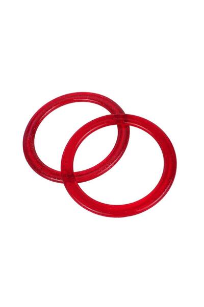 Ritzz Glittery Round Acrylic Bag Handle (Pair) - Red