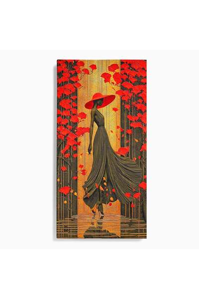 Luxcanva Tablou Canvas Eleganta Rosie 70x140 cm pe Sasiu Lemn Femeie Moda Flori