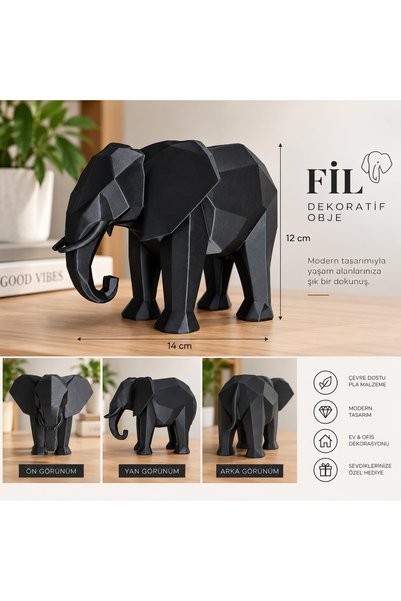 Genel Markalar 3D Dekoratif Fil Biblo – 3D Baskı Modern Ev & Ofis Dekorasyonu