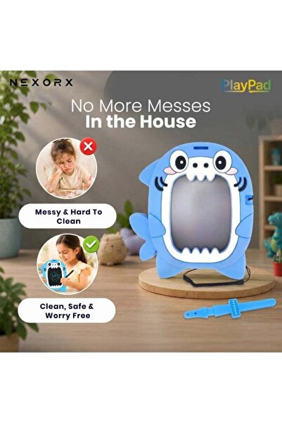 NexorX Play Pad Animal Series Kids Doodle Drawing Pad, Silicone & Plastic, Ink-Free & Mess-Free, Travel Buddy Educational Kid Toys for 2 3 4 5 6 7 8 Year Old Boys Girls Birthday Gift (Baby Shark)