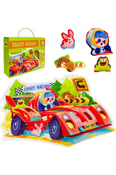 UKR 55 PC Floor Puzzle 54:36 cm Crazy Racing For Kids Large Size Jigsaw Puzzl...