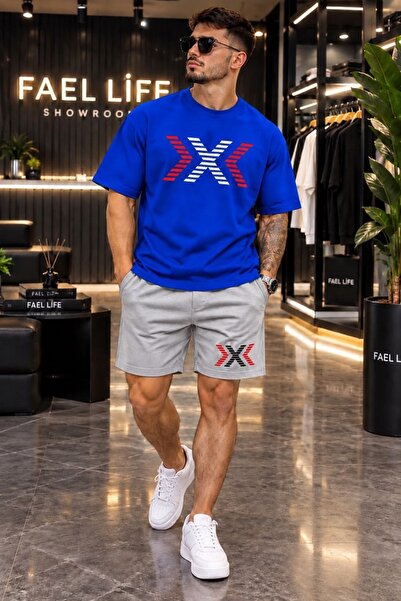 FAEL LİFE New Season Unisex T-Shirt and Shorts Set with Arrow X Print