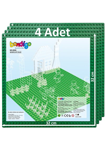 BONDİGO BL4700 OyunTabanı 4'lü Set - Yeşil Yapı Blokları İçin Taban Plakası (...