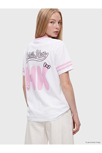 LC Waikiki Xside White Hello Kitty Printed 100% Cotton Women's T-Shirt