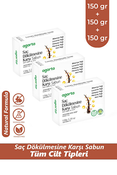 Agarta 3 Adet Saç Dökülmesi Sabunu Doğal 150 gr