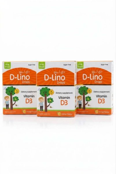 GENRAL D-Lino Drops for Children and Infants Vitamin D3 with Natural Orange Flavor (3 Pieces)