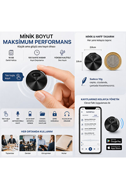 intermax Mıknatıslı Mini Ses Kayıt Cihazı 16GB