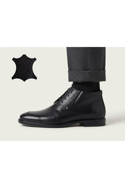 MARCO ROCCO Genuine Leather Lace-Up Zippered Boots Men's Shoes