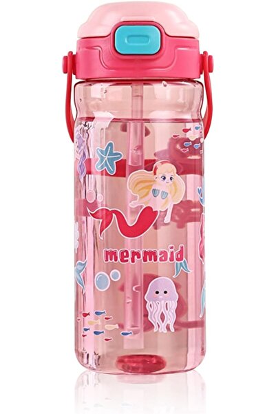 UKR Button Straw Water Bottle 550 ml Boys Blue Leakproof School Kids 18 oz Au...