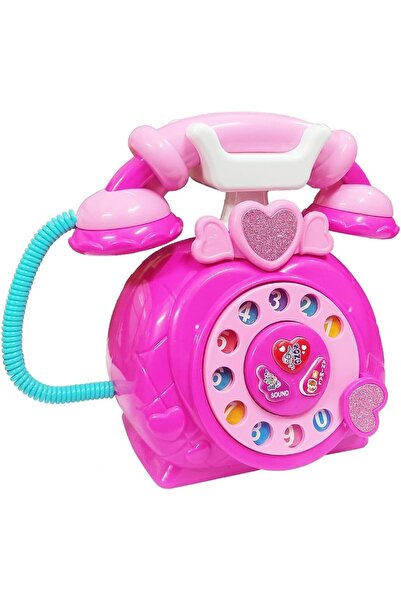 UKR Classic Pink Telephone Pretend Play Toy For Girls Animal Sounds Music Lig...
