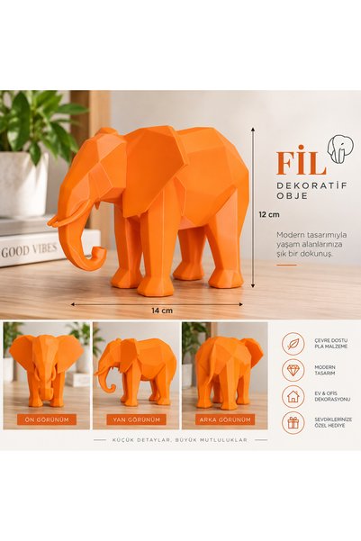 Genel Markalar 3D Dekoratif Fil Biblo – 3D Baskı Modern Ev & Ofis Dekorasyonu