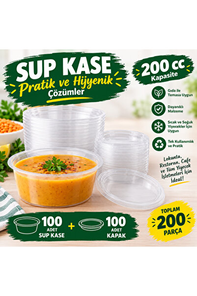 Genel Markalar Sup Kase 200 cc 100 Adet Kase + 100 Adet Kapak