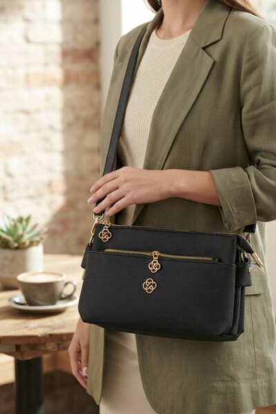 Şeker Portakalım Black Daily Women's Bag with Hand and Shoulder Straps and 3 ...
