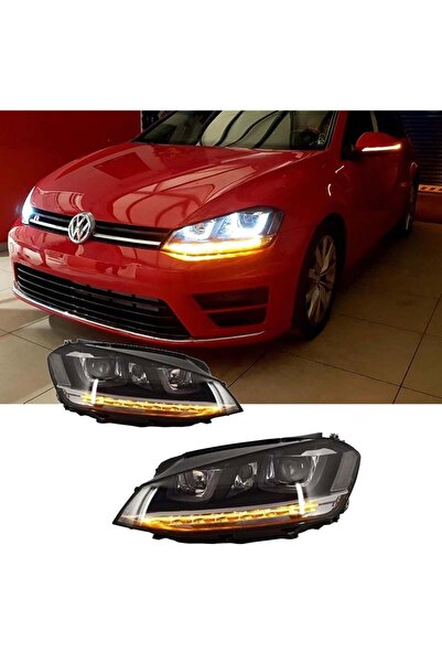 CΑRΝΕR Σετ Εμπρόσθιων Προβολέων για VW Golf VII (7) 12-17 DRL Τύπου U & Δυναμ...