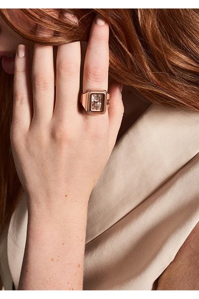 Generic Brand Unisex Stylish Square Dial Finger Ring Watch with Quartz Movement, Adjustable Vintage Design Ring Type Watch
