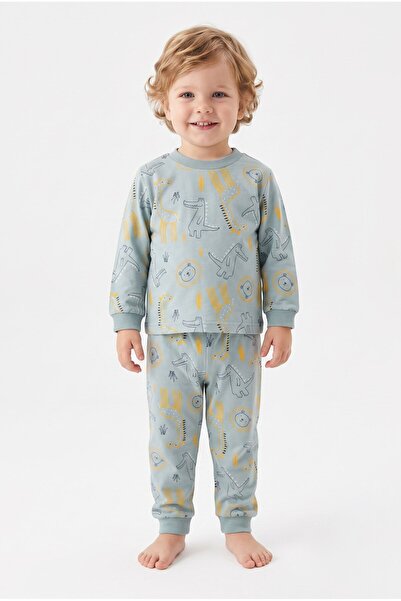MİO Baby Boy Crocodile Patterned 100% Cotton Pajama Set