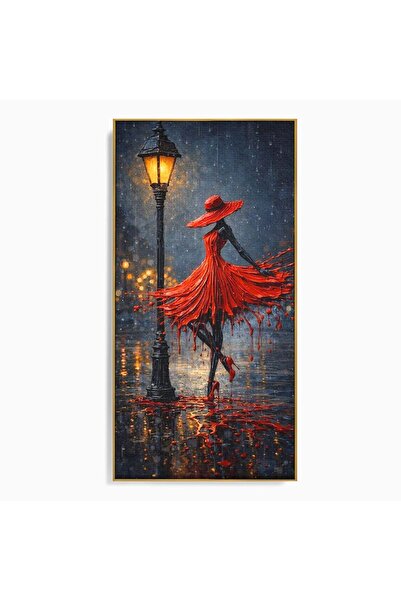 Luxcanva Tablou Canvas Dansatoare In Ploaie 50x100 cm cu Rama Auriu Dansatoar...