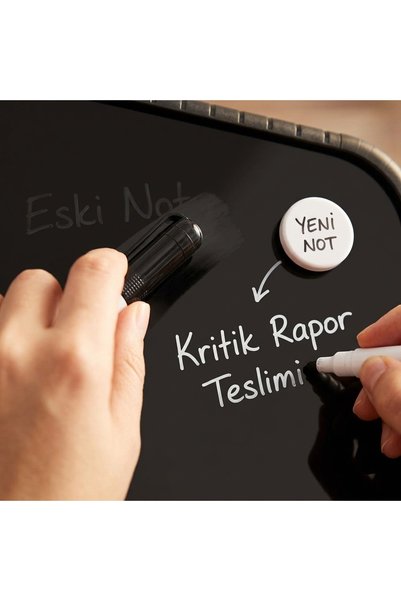 Ofisall Magnetic Glossy Black Erasable Writing Board Clipboard 21.6X28Cm + Marker Pen Set