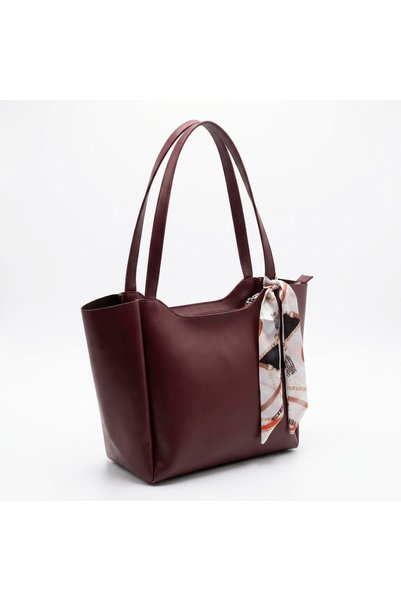 LİVORA Burgundy Leather Look Women's Shoulder Bag