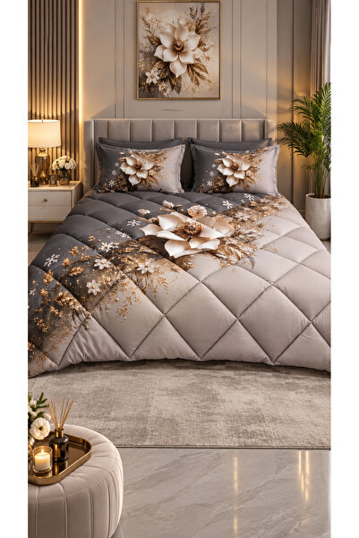 AYBERK HOME TEXTİLE KARDELEN Çift Kişilik Uyku Seti Lastikli Çarşaflı 6 Parçalı