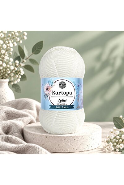 Kartopu Lotus Merserize Görünümlü Microfiber Örgü İpi K010 Beyaz 1 Adet