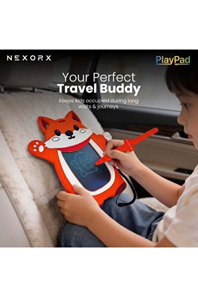NexorX Play Pad Animal Series Kids Doodle Drawing Pad, Silicone & Plastic, Ink-Free & Mess-Free, Travel Buddy Educational Kid Toys for 2 3 4 5 6 7 8 Year Old Boys Girls Birthday Gift (Fox)