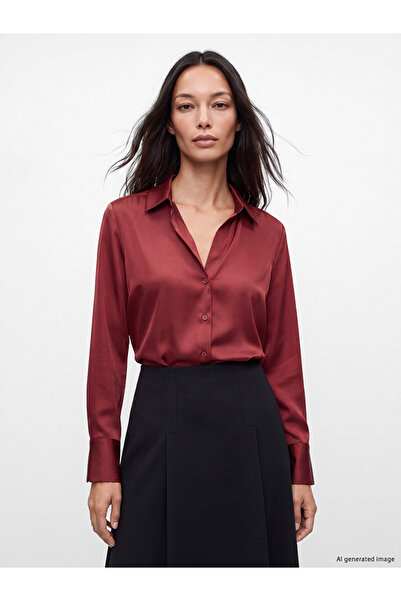 LC Waikiki Özmarka New Season Red Satin Women's Shirt