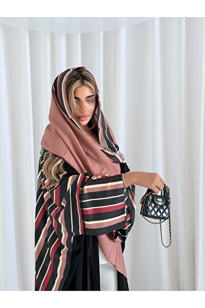AYA Mwt5225 - Black Abaya with Embellishments on the Front and Printed Detail...
