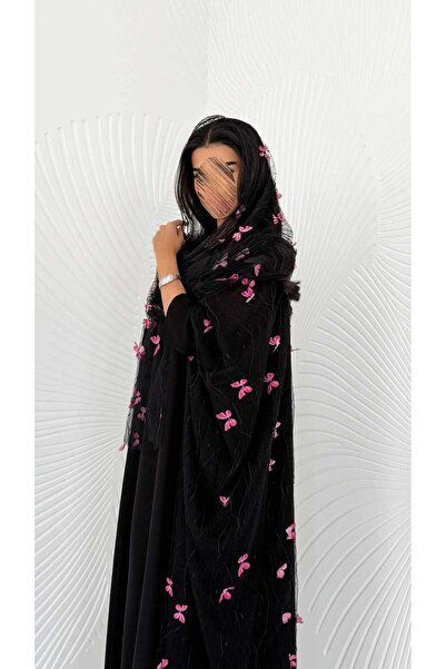 AYA MW2176 - عبايه تل فراشات مع اضافه فستان حصريه وراقية