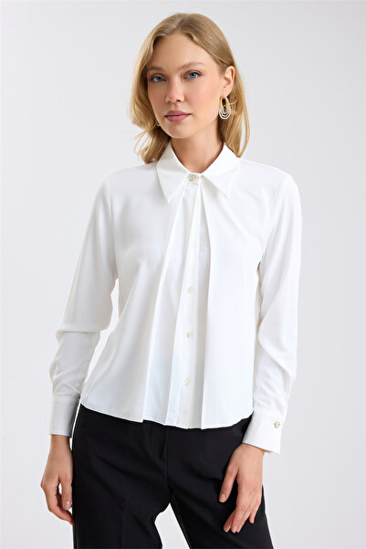 HomeStore Matte Satin Shirt with Hidden Buttons