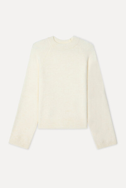 Mudo Women's Ecru Crew Neck Sweater