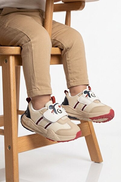 Cool حذاء رياضي للأطفال منقوش باللون الرملي من نوع Velcro Desenli Anatomical ...