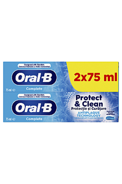 Oral-B Pastă de dinți Complete Protect & Clean cu Zinc, 2x75 ml