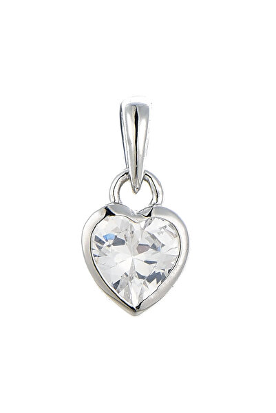Peach Jewelry Μενταγιόν Λάουρα Ασήμι 925 Ρόδιο Καρδιά με Κρύσταλλο