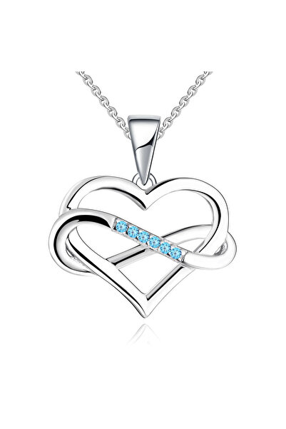 Peach Jewelry Κρεμαστό καρδιά Λάουρα Ασήμι 925 Μπλε Ζιργκόν