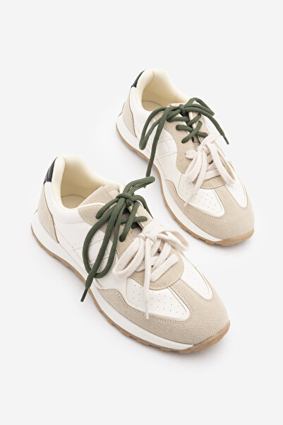 Marjin Kadın Süet Detaylı Çok Parçalı Bağcıklı Günlük Sneaker Spor Ayakkabı A...